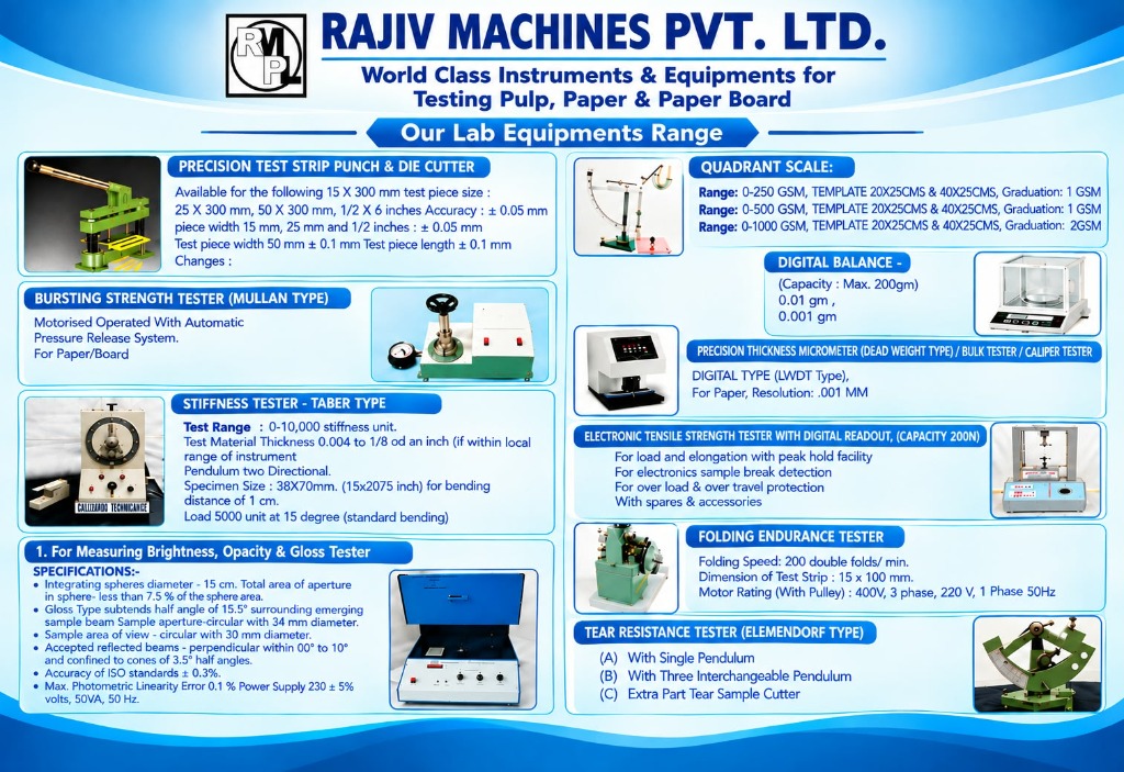 Paper Lab Equipments Range Brochure